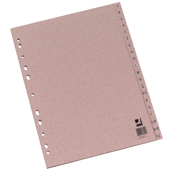 Q-Connect A-Z Index Dividers - 20 Part Multi-Punched Manila Folder Dividers